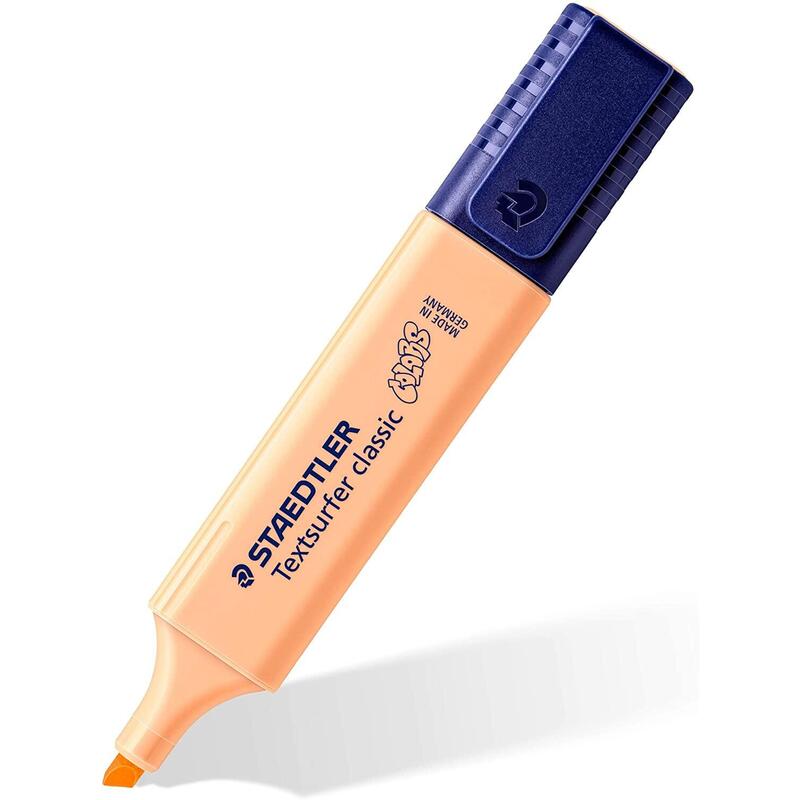 Pack 10 Unidades Staedtler Textsurfer Classic 364 Pastel Rotulador Marcador Fluorescente - Punta Biselada - Trazo Entre 1mm-5mm - Tinta Con Base De Agua - Color Melocoton