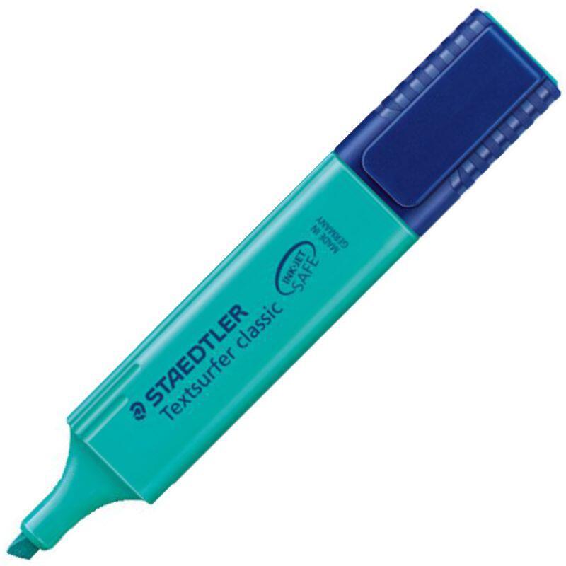 Pack 10 Unidades Staedtler Textsurfer Classic 364 Rotulador Marcador Fluorescente - Punta Biselada - Trazo Entre 1mm-5mm - Tinta Con Base De Agua - Color Turquesa