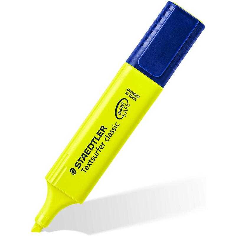 Pack 10 Unidades Staedtler Textsurfer Classic 364 Rotulador Marcador Fluorescente - Punta Biselada - Trazo Entre 1mm-5mm - Tinta Con Base De Agua - Color Amarillo