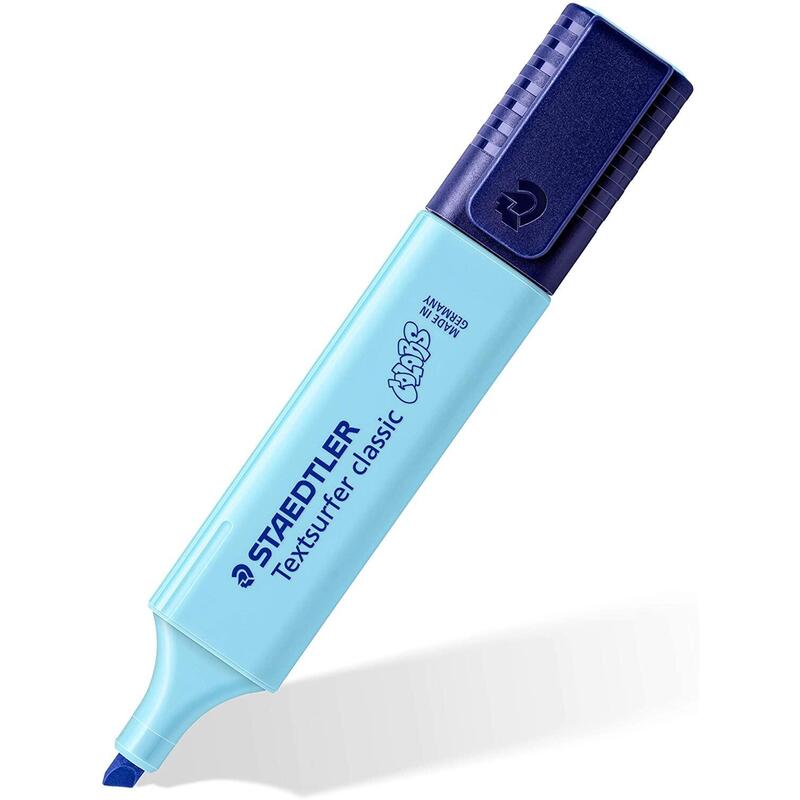 Pack 10 Unidades Staedtler Textsurfer Classic 364 Vintage Rotulador Marcador Fluorescente - Punta Biselada - Trazo Entre 1mm-5mm - Tinta Con Base De Agua - Color Azul Cielo