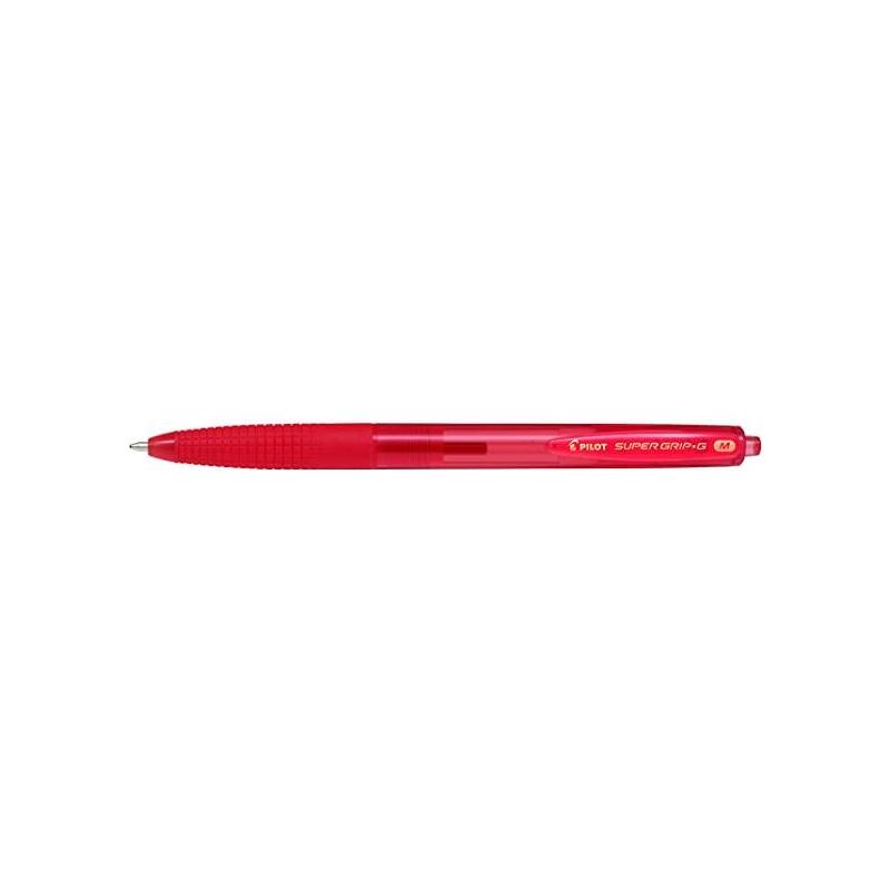 Pack 12 Unidades Pilot Boligrafo De Bola Retractil Supergrip G - Punta Redonda 1.0mm - Trazo 0.4mm - Tinta De Aceite - Grip Ergonomico - Color Rojo