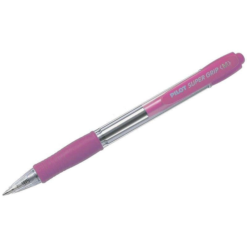 Pack 12 Unidades Pilot Boligrafo De Bola Retractil Supergrip - Punta Redonda 1.0mm - Trazo 0.27mm - Tinta De Aceite - Grip Ergonomico - Color Rosa