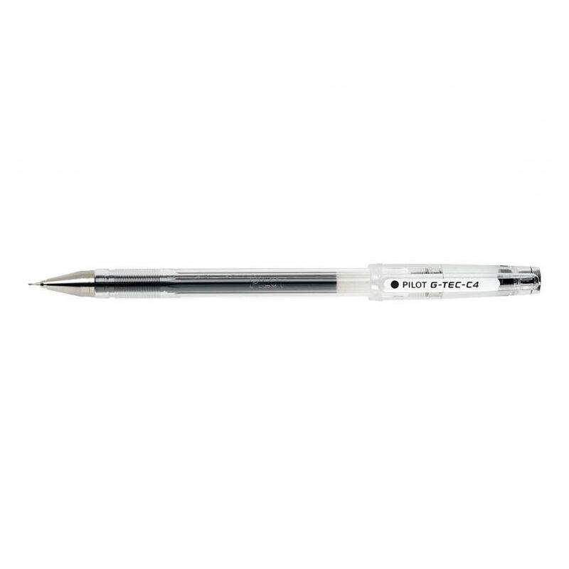 Pack 12 Unidades Pilot Boligrafo De Gel G-Tec C4 - Extra Fino - Recargable - Punta De Bola 0.4mm - Trazo 0.2mm - Color Negro