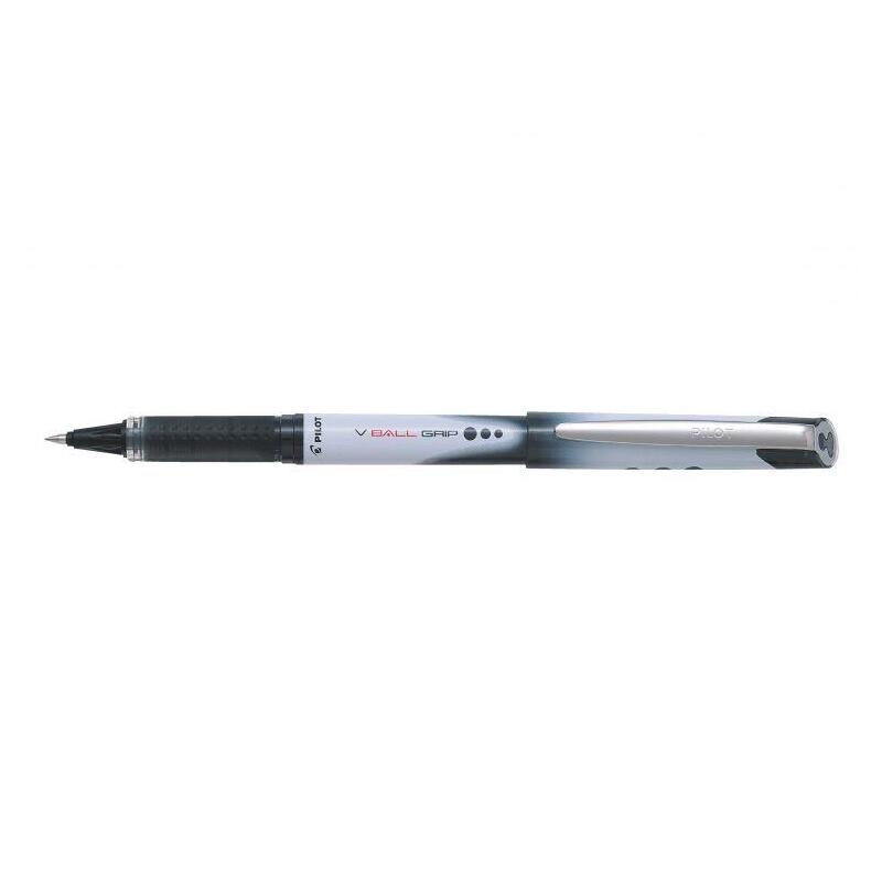 Pack 12 Unidades Pilot Boligrafo De Tinta Liquida V Ball Grip 05 - Punta De Bola Conica 0.5mm - Trazo 0.3mm - Grip De Goma - Color Negro