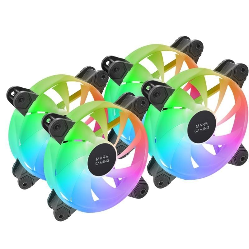 Pack 3 Ventiladores Pc Mars Gaming Mf-4a 12cm Argb Negro