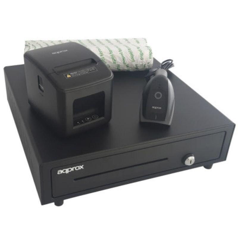 Pack Approx Apppospack4180lan-2d Cajón Portamonedas Impresora Térmica Lector De Códigos Y Rollos Térmicos