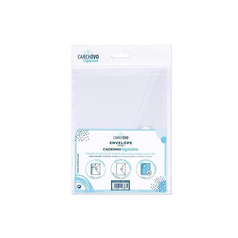Pack De 10 Unidades Carchivo Sobre Ingeniox A5 Extraíble Cierre C/Velcro Polipropileno Transparente