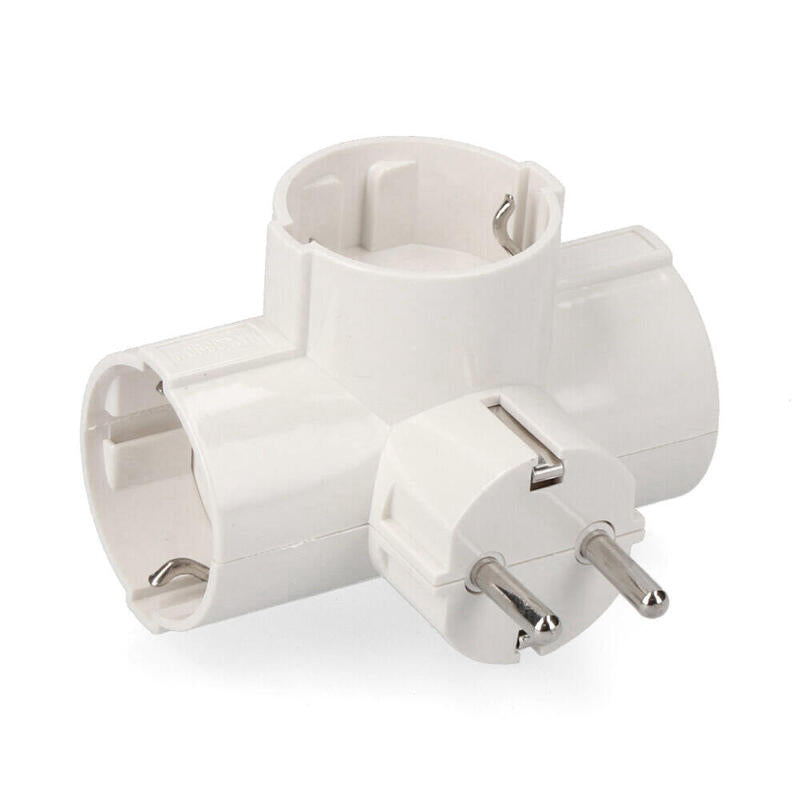 Pack De 10 Unidades - Clavija Triple 3 Tomas Salidas Laterales Retractilada T/Tl 16a 250v Edm
