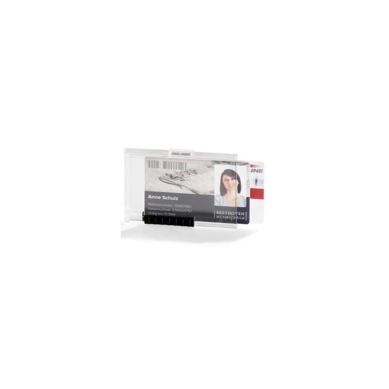 Pack De 10 Unidades Durable Identificador Pushbox Duo Soporte Para 2 Tarjetas 54x87mm Plástico Transparente
