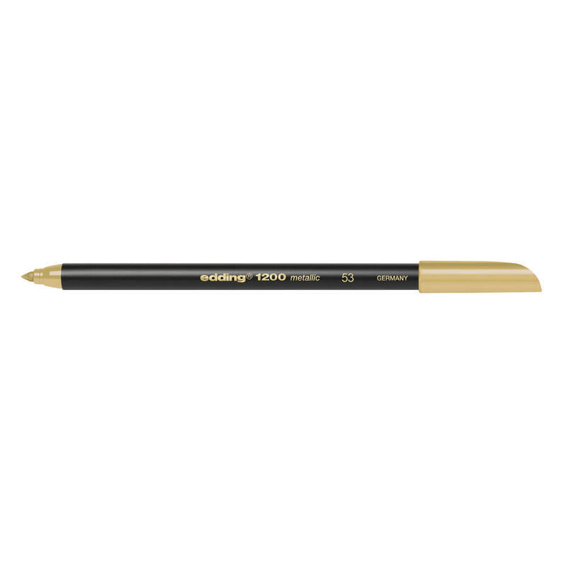 Pack De 10 Unidades Edding 1200 Rotulador Permanente Punta Redonda - Trazo Entre 1 Y 3 Mm. - Tinta Con Base De Agua - Color Oro