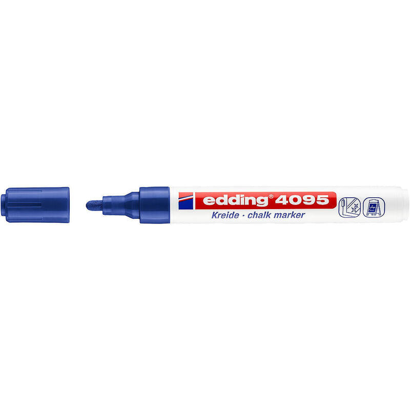 Pack De 10 Unidades Edding 4095 Rotulador De Tiza Liquida - Punta Redonda - Trazo Entre 2 Y 3mm - Olor Neutro  - Color Azul