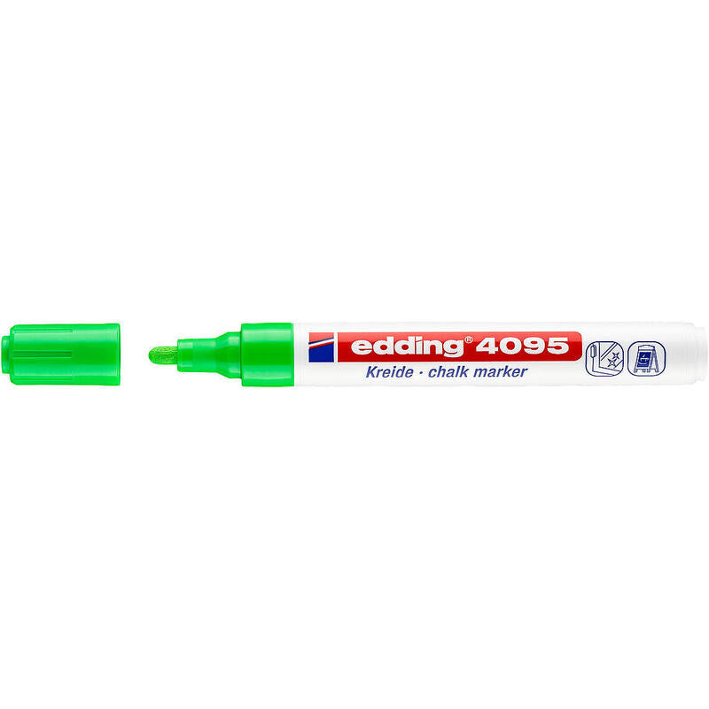 Pack De 10 Unidades Edding 4095 Rotulador De Tiza Liquida - Punta Redonda - Trazo Entre 2 Y 3mm - Olor Neutro  - Color Verde Claro