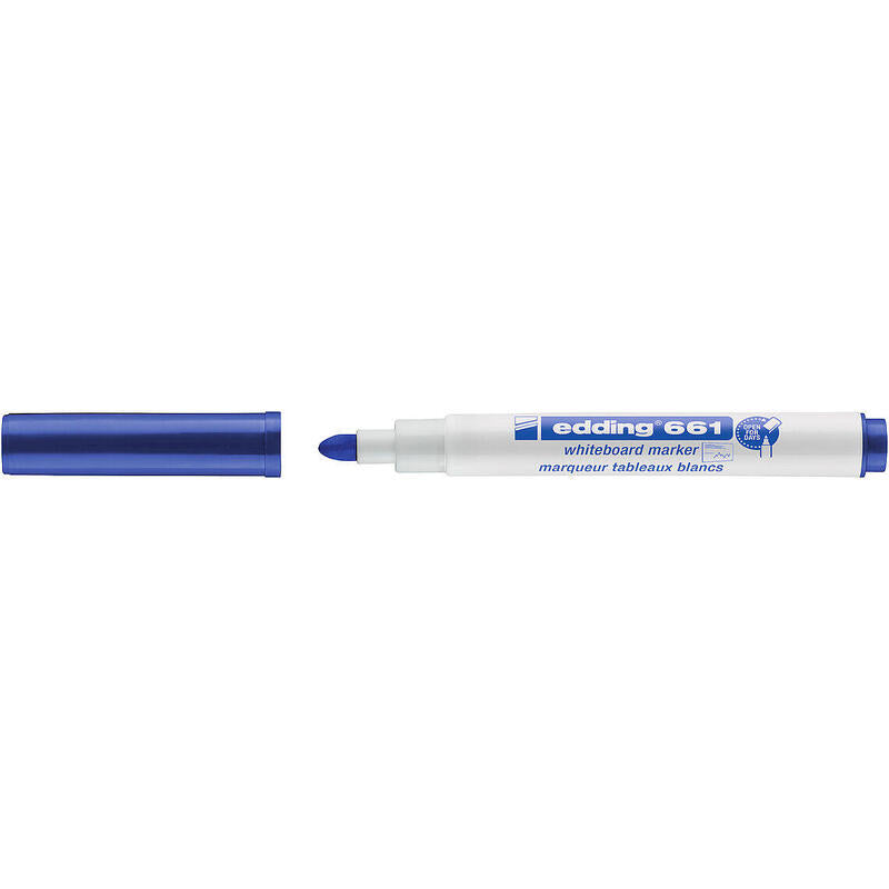 Pack De 10 Unidades Edding 661 Rotulador Para Pizarra Blanca - Punta Redonda - Trazo Entre 1 Y 2 Mm. - Tinta Pigmentada - Borrable En Seco - Color Azul