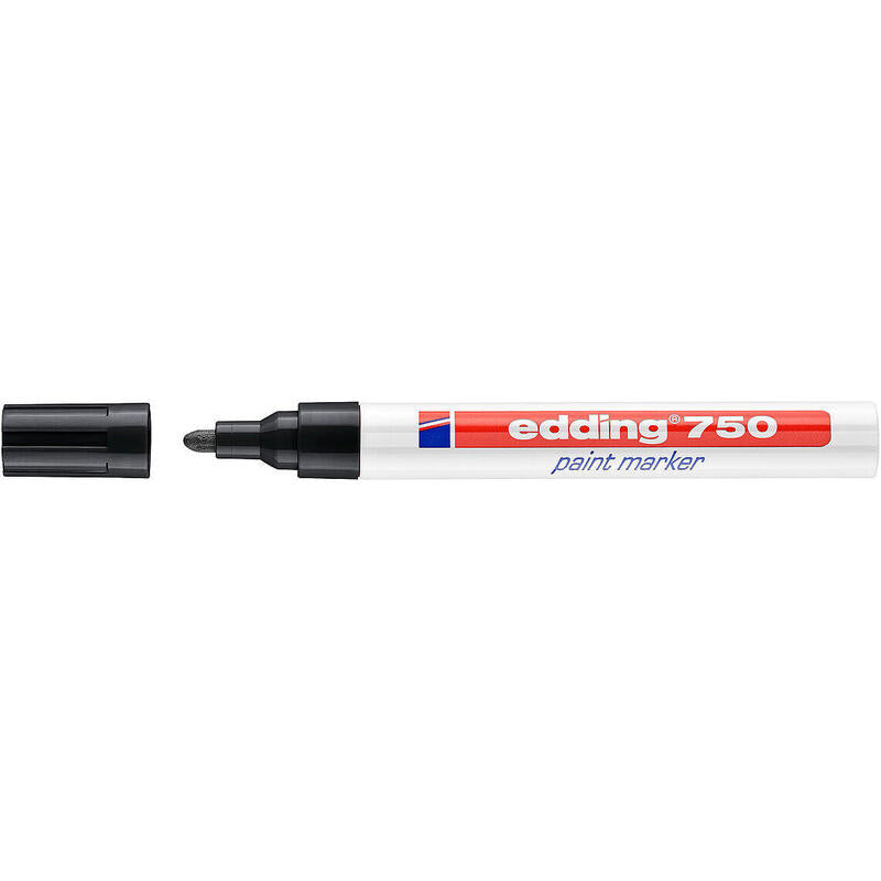 Pack De 10 Unidades Edding 750 Rotulador Permanente Punta Redonda - Trazo Entre 2 Y 4 Mm. - Tinta Opaca - Secado Rapido - Color Negro