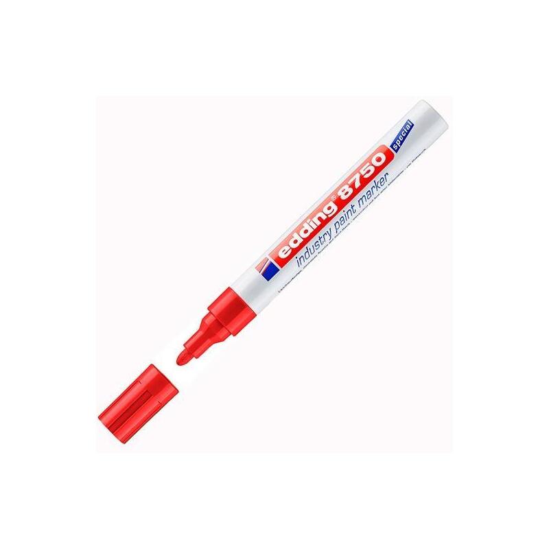 Pack De 10 Unidades Edding Marcador Permanente De Tinta Opaca Industrial 8750 Rojo