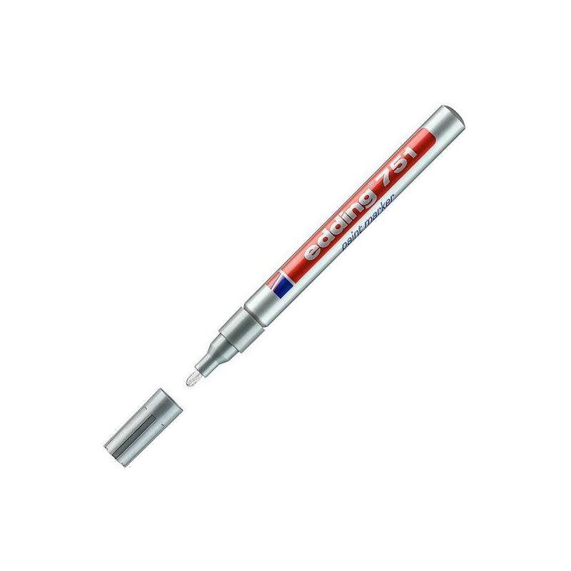 Pack De 10 Unidades Edding Marcador Permanente Tinta Opaca 751 Plata