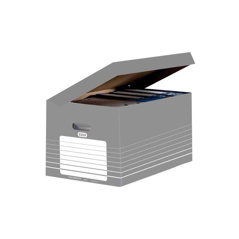 Pack De 10 Unidades Elba Caja Contenedor Tapa Integrada Automontable 34,5x45cm Gris