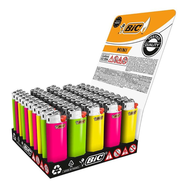 Pack De 10 Unidades - Encendedor Mini, De Piedra, Tonos Fluorescentes, Colores Surtidos