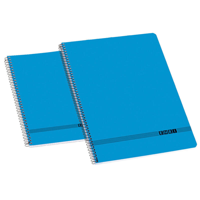 Pack De 10 Unidades Enri Oficina 4º Tapa Blanda Cuaderno Espiral - Tamaño 4º - Cuadricula 4x4 - Color Azul