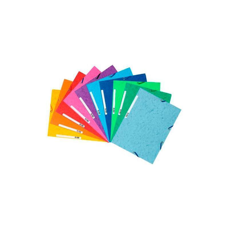 Pack De 10 Unidades Exacompta Carpeta Con Gomas Maxi Capacity A4 Tres Solapas Cartulina Lustrada 400gr Colores Surtidos