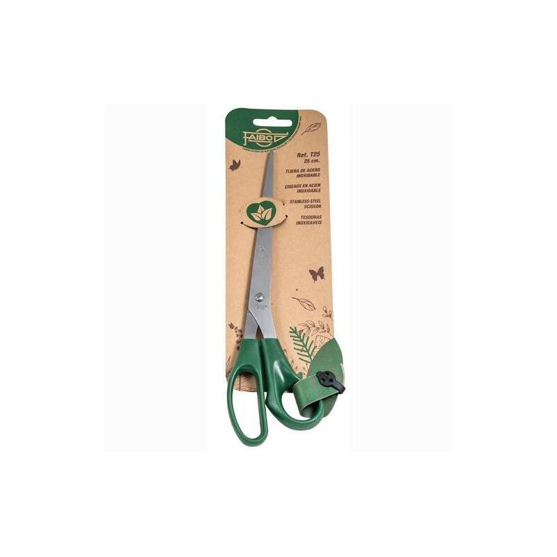 Pack De 10 Unidades Faibo Tijeras Oficina 25cm Asimétricas Mango De Plástico Verde Oscuro