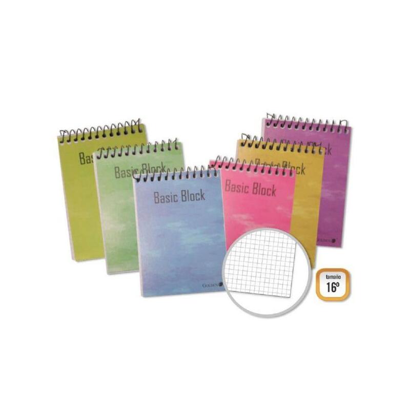 Pack De 10 Unidades Golden Cuaderno Espiral Superior 16º Apaisado 80 Hojas 60gr Cuadricula - Tapa Plastificada - Margen