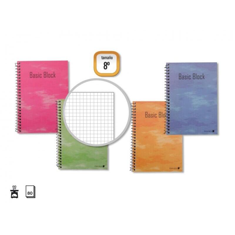 Pack De 10 Unidades Golden Cuaderno Tapa Normal Plastificada - 80 Hojas - Margen Remarcado - Diferentes Tipos De Rayado