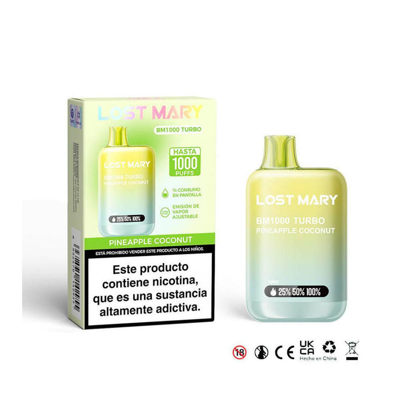 Pack De 10 Unidades Lost Mary Bm1000 Turbo 2% Coconut