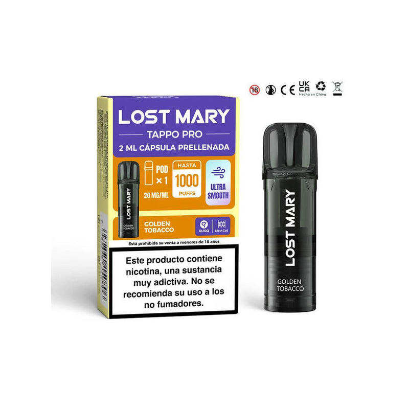 Pack De 10 Unidades Lost Mary Tappo Pro 2mlx1 2% Golden Tobacco