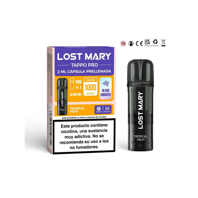 Pack De 10 Unidades Lost Mary Tappo Pro 2mlx1 2% Tropical Fruit