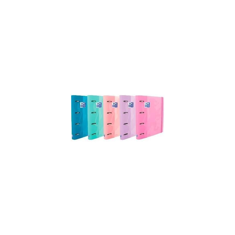 Pack De 10 Unidades Oxford Carpeta De Anillas 4 X 35mm Touch Europeanbinder C/Recambio 100h A4+ 5x5 T/Extradura C/Surtidos Pastel