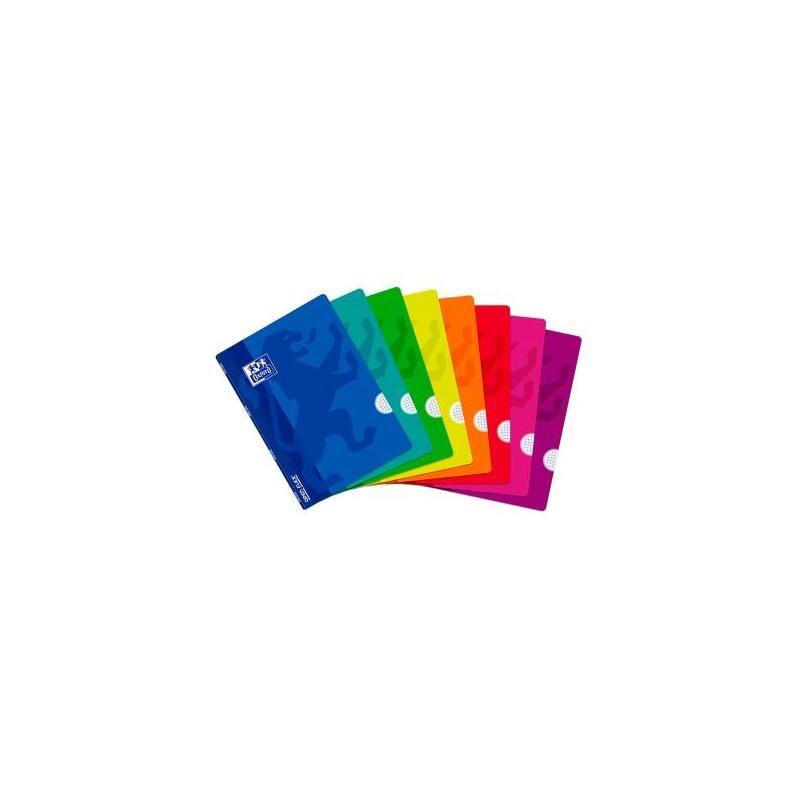Pack De 10 Unidades Oxford Openflex Libreta Grapada Formato A4 Cuadriculado 4x4mm - 48 Hojas Con Margen - Tapa De Plastico - Colores Surtidos