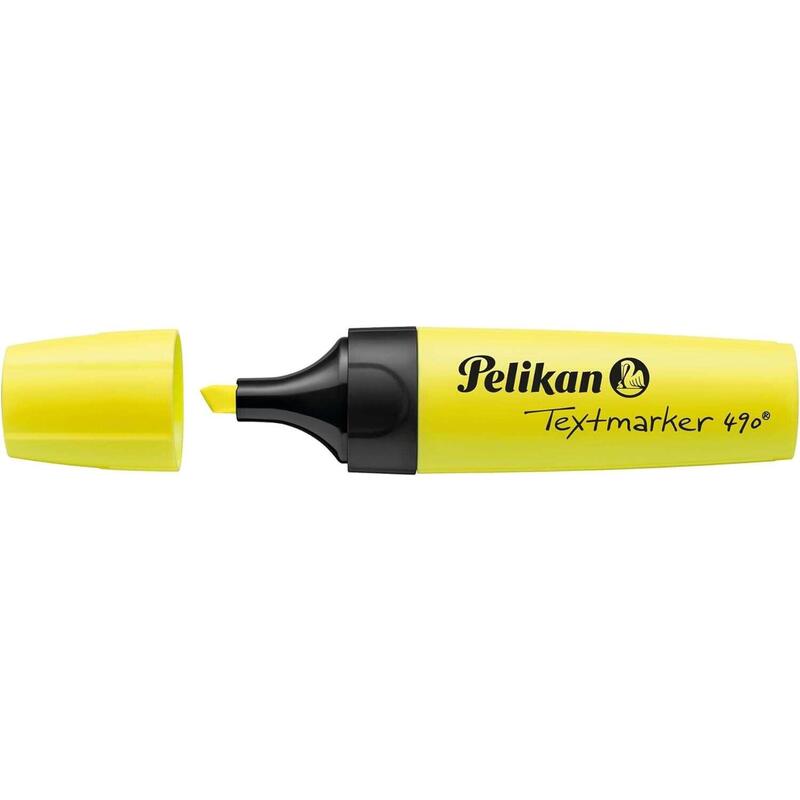 Pack De 10 Unidades Pelikan Subrayador Textmarker 490 - Base De Agua - 3 Anchos De Trazo - Color Amarillo Fluorescente
