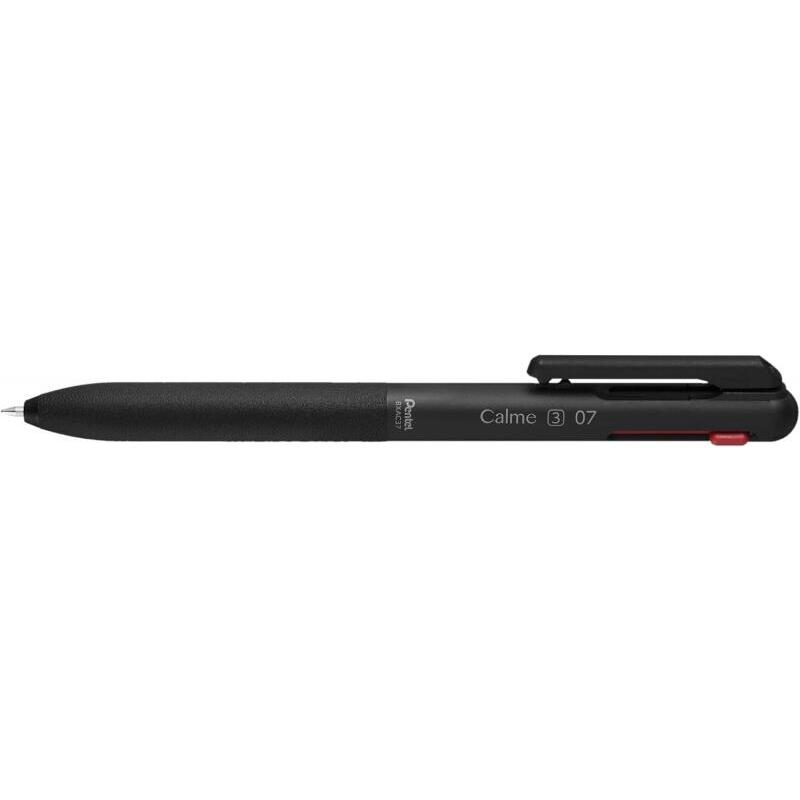 Pack De 10 Unidades Pentel Calme Boligrafo Retractil De 3 Colores 0.7mm - Cuerpo Color Negro - Colores Tinta Azul, Rojo