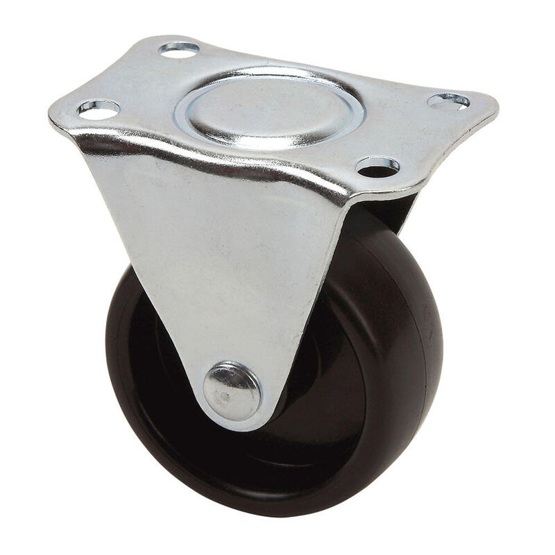 Pack De 10 Unidades - Rueda Fija Con Placa Y Eje Liso, Color Negro, Carga Máx. 20 Kg, Ø 4 Cm