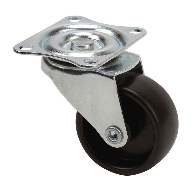Pack De 10 Unidades - Rueda Giratoria Con Placa Y Eje Liso, Color Negro, Carga Máx. 18 Kg, Ø 3 Cm
