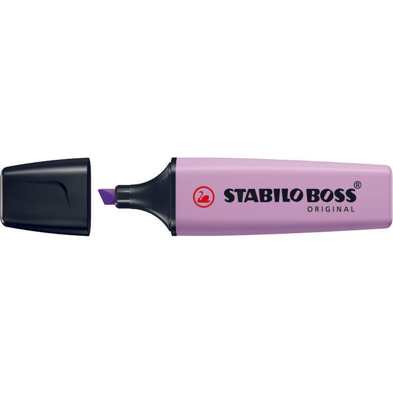 Pack De 10 Unidades Stabilo Boss 70 Pastel Rotulador Marcador Fluorescente - Trazo Entre 2 Y 5mm - Recargable - Tinta Con Base De Agua - Color Brisa Violeta