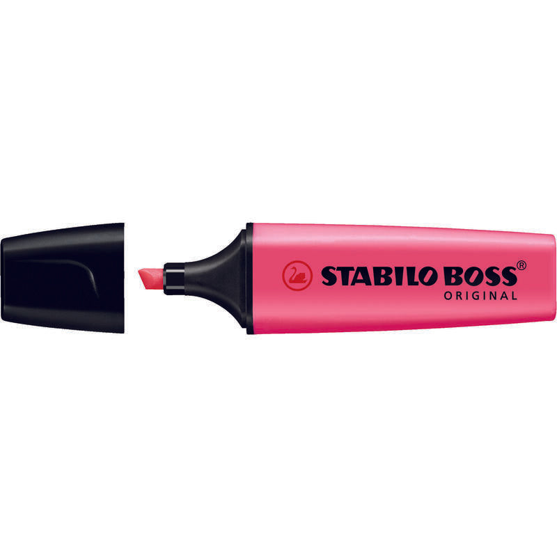 Pack De 10 Unidades Stabilo Boss 70 Rotulador Marcador Fluorescente - Trazo Entre 2 Y 5mm - Recargable - Tinta Con Base De Agua - Color Rosa Fluorescente