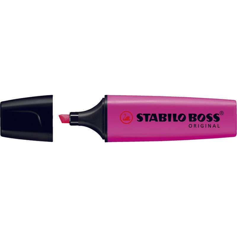 Pack De 10 Unidades Stabilo Boss 70 Rotulador Marcador Fluorescente - Trazo Entre 2 Y 5mm - Recargable - Tinta Con Base De Agua - Color Magenta Fluorescente