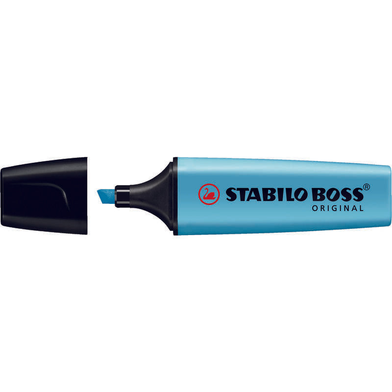 Pack De 10 Unidades Stabilo Boss 70 Rotulador Marcador Fluorescente - Trazo Entre 2 Y 5mm - Recargable - Tinta Con Base De Agua - Color Azul Fluorescente
