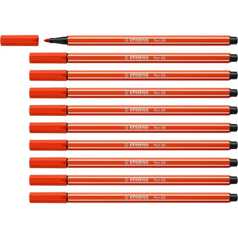Pack De 10 Unidades Stabilo Pen 68 Rotulador De Punta De Fibra - Trazo De 1mm Aprox. - Tinta Con Base De Agua - Color
