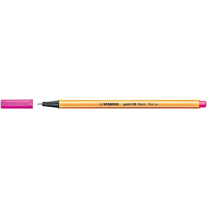 Pack De 10 Unidades Stabilo Point 88 Rotulador De Punta Fina De Fibra - Trazo De 0.4 Mm - Tinta Con Base De Agua - Color Rosa Neon