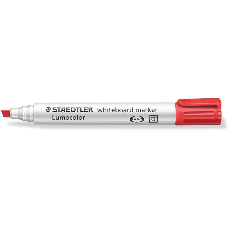 Pack De 10 Unidades Staedtler Lumocolor 351 Marcador Para Pizarra Blanca - Punta Biselada 2 - 5mm Aprox - Secado Rapido - Color Rojo