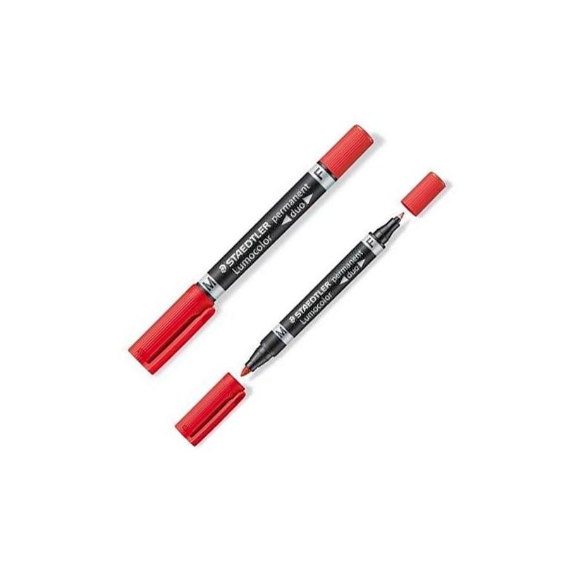 Pack De 10 Unidades Staedtler Marcador Permanente Lumocolor 348 Doble Punta Fina/Media Rojo
