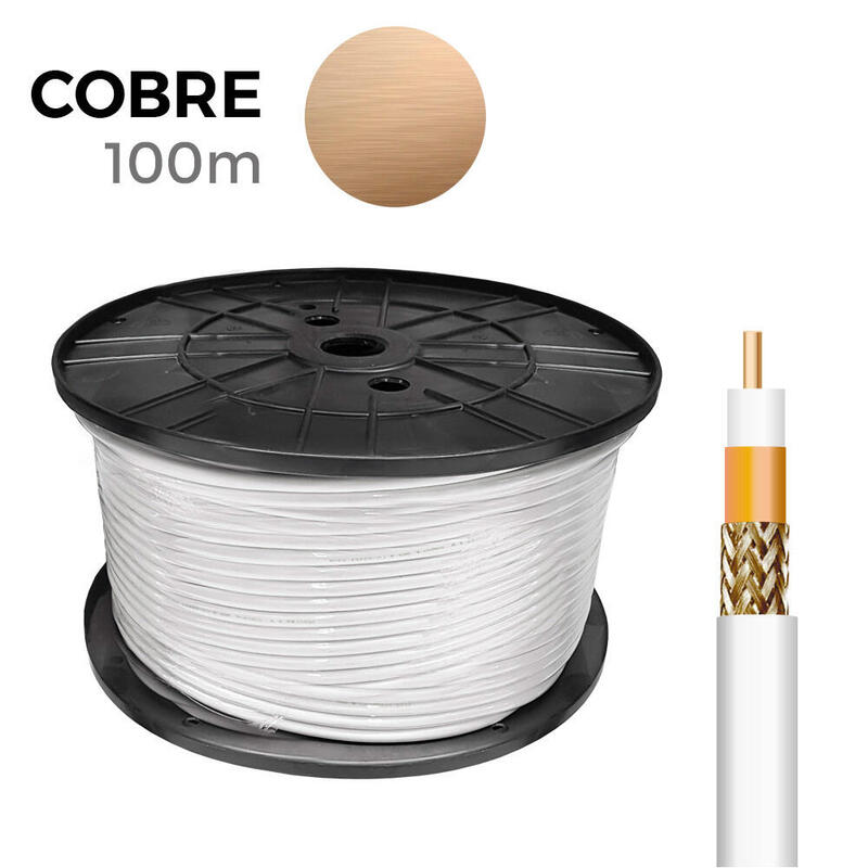Pack De 100 Unidades - Cable Coaxial Apantallado 100% Cobre Edm Euro/M