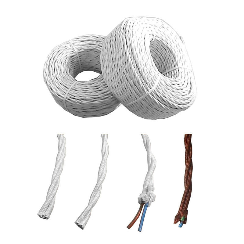 Pack De 100 Unidades - Cable Paralelo Textil Trenzado H05vv-F 3 G 1,50 Mm² Blanco Euro/M