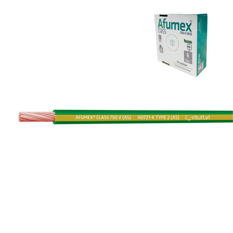 Pack De 100 Unidades - Cablecillo H07z1-K(As) 6,0 Mm² Amarillo/Verde Euro/M