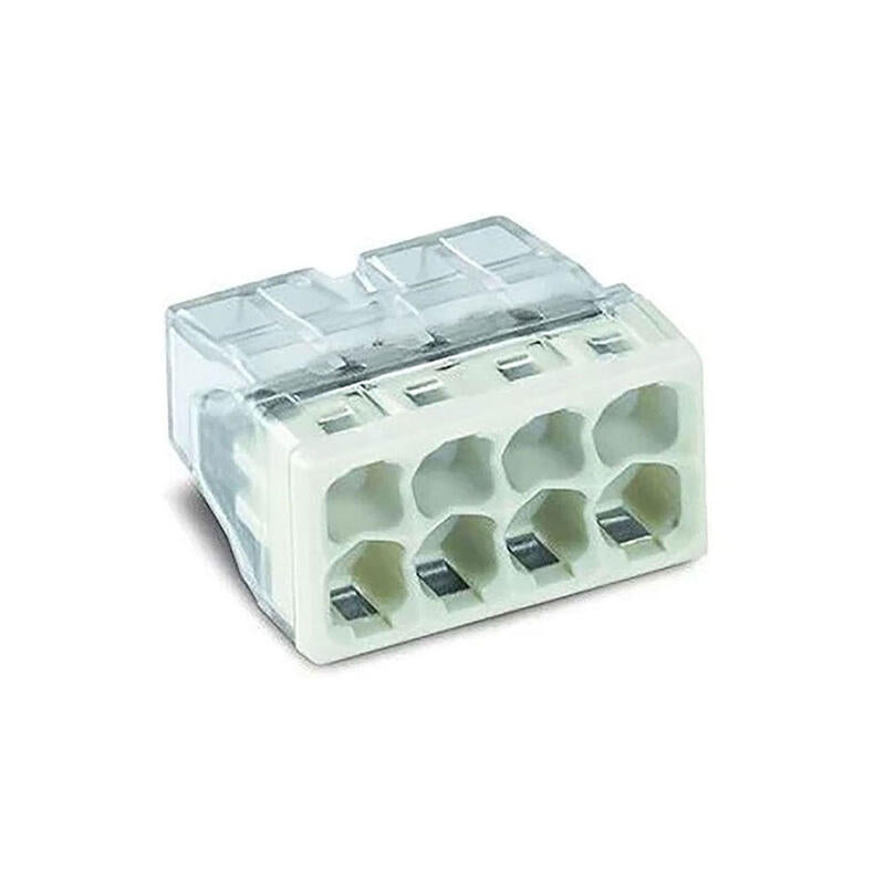 Pack De 100 Unidades - Conector Rapido 8 Vias, Ø Maximo 2,5 Mm², Transparente / Verde Gris
