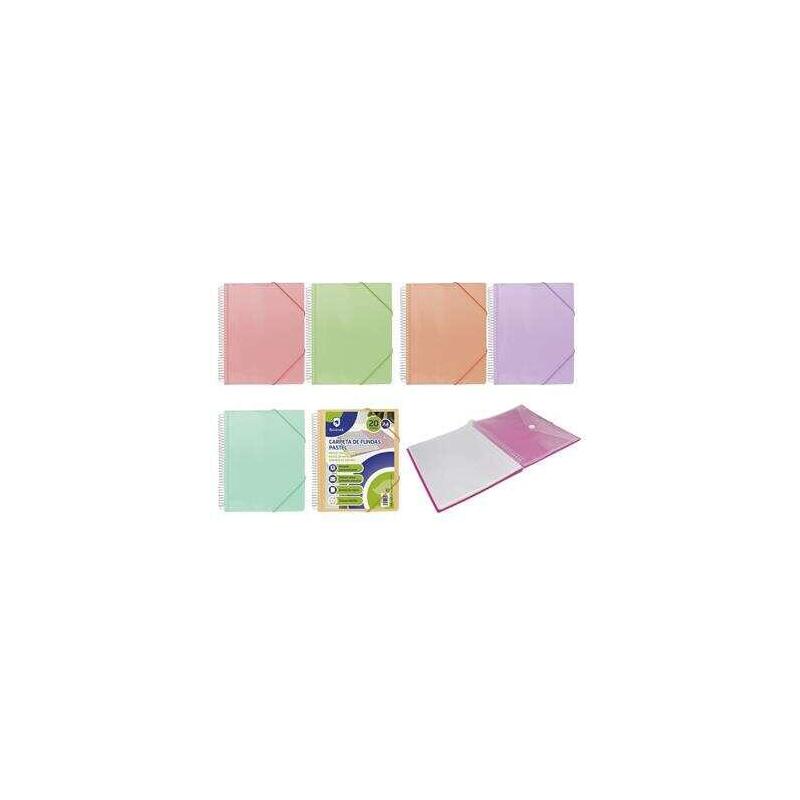 Pack De 12 Unidades Bismark Carpeta Espiral 20 Fundas Transparentes - Polipropileno - Tamaño A4 - Espiral Plastica