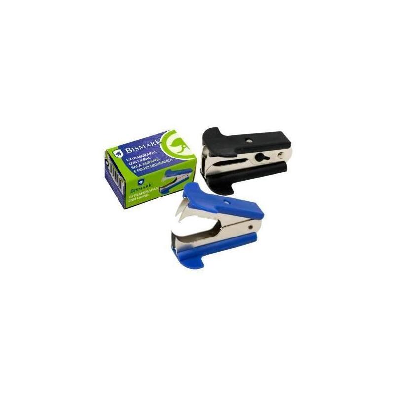 Pack De 12 Unidades Bismark Extraegrapas Metálico Tipo Pinza Con Cierre Seguridad Colores Surtidos Azul - Negro Individual
